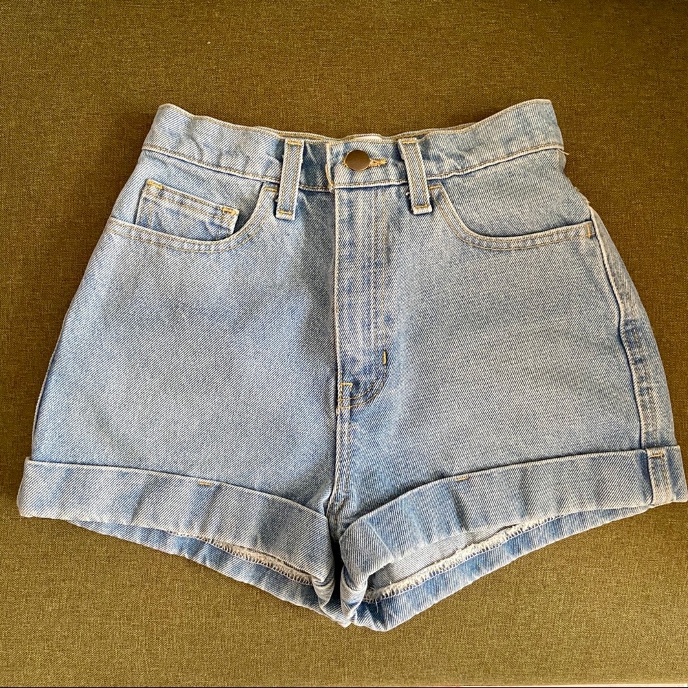American Apparel High Waisted Cuff Denim Shorts